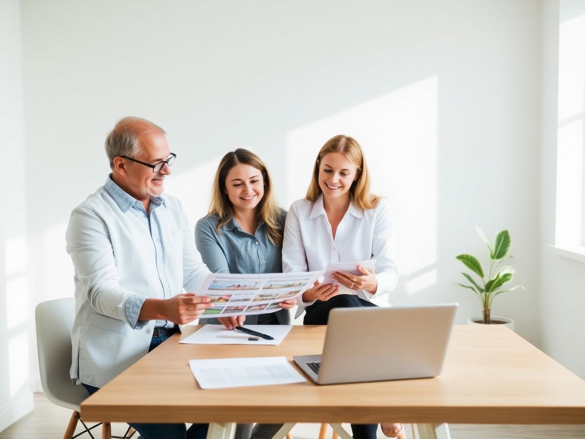 Home Invest agents reviewing upcoming property listings together